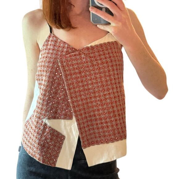 MAIYET Embellished Cotton Blend Cut Out Top Size 36 - Picture 3 of 12